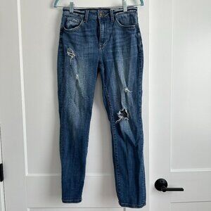 Cosmic Blue Love Distressed Slim Fit Jeans Size 27